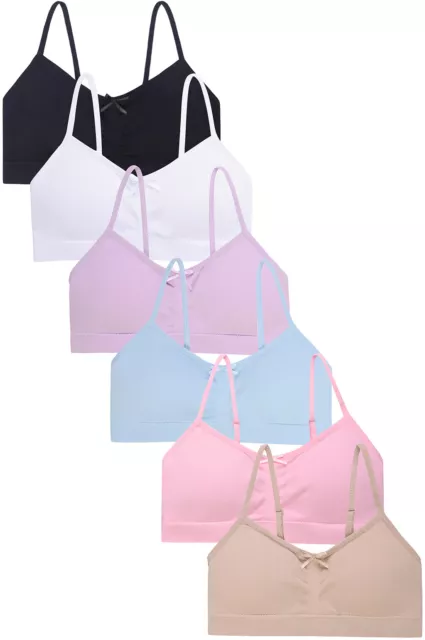 1 or 6 Popular Girls Adjustable Seamless Cami Bras with Removable Padding Packs 2