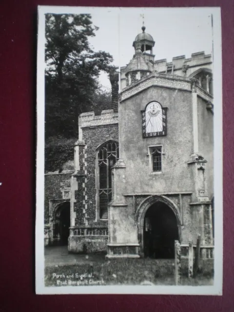Postcard Rp Suffolk East Bergholt Church Porch & Sundial