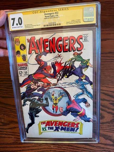 Avengers #53 CGC 7.0 June 1968 X-Men vs Avengers Signed by Stan Lee Marvel Comic