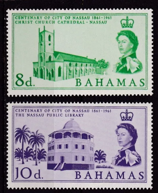 Bahamas #178-179 Mnh Centenary Of Nassau (Christ Church Cathedral & Library)