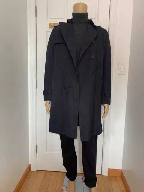 NWT Sandro Men’s Magnetic belted Trench Coat In Noir Size Large $645