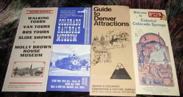 Lot 4 Vintage Travel Denver Colorado Springs Tourist Brochures Pamphlets