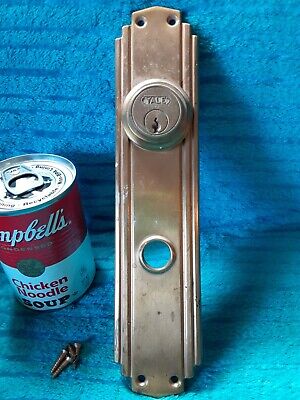 Vintage Antique 20s 30s Yale Deco Stepped Bronze 10 in. Door Backplate 3