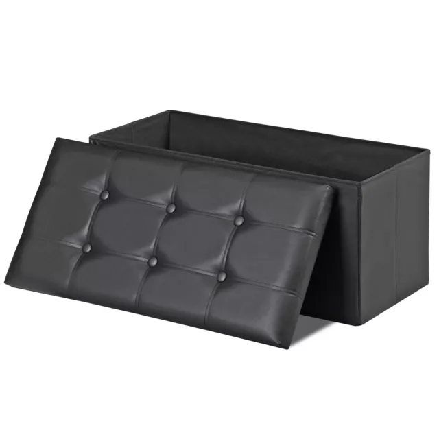 30 inches Folding Storage Ottoman 80L Storage Bench for Bedroom Hallway Black