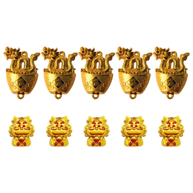 10 piezas Colgantes de dragón chino Año Nuevo Dijes de dragón adornos para artesanía hágalo usted mismo