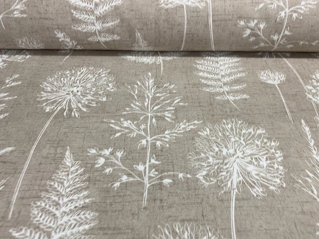 Country Herbs Natural Ivory Cotton 140cm Wide Curtain/Craft Fabric