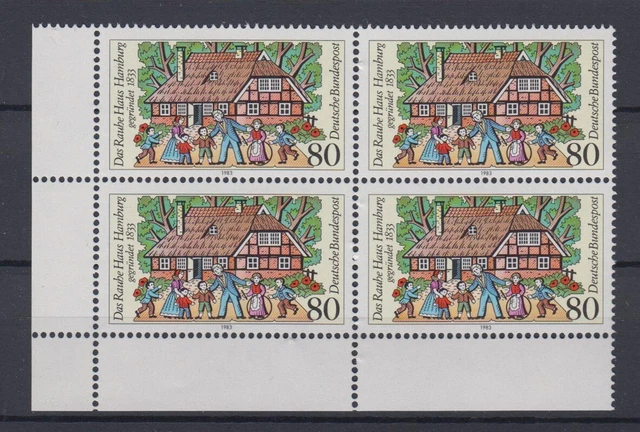 Bund 1186 Eckrand links unten 4er Block Das Rauhe Haus Hamburg 80 Pf postfrisch