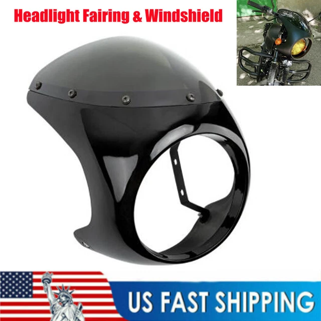 US Motorcycle 7" Headlight Fairing Covers Front Head Light Windshield Screen Kit