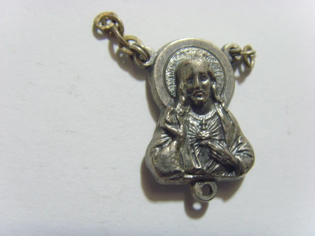 ANTIQUE CATHOLIC FAITH Sacred Heart Jesus Saint Mary Center Rosary antique-catholic-faith-sacred-heart-jesus-saint-mary-center-rosary