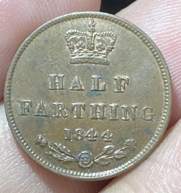 Great Britain KM738 1/2 Farthing 1844 AUNC Pátina Nice Grade