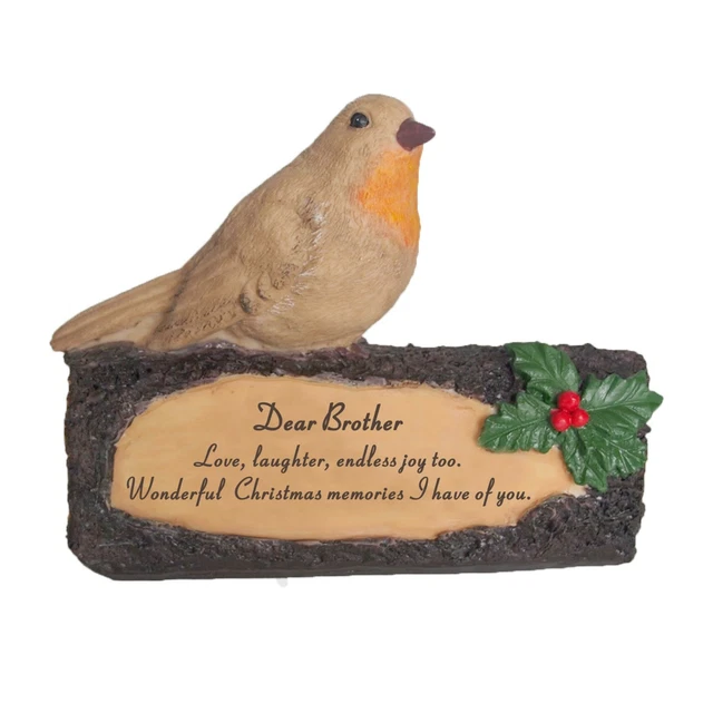 Robin / Log Christmas Memorial Decoration Ornament 17cm - Dear Brother