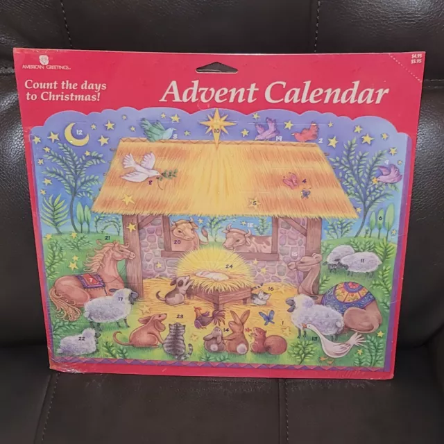 NOS AMERICAN GREETINGS Nativity Scene Advent Calendar Glitter Manger