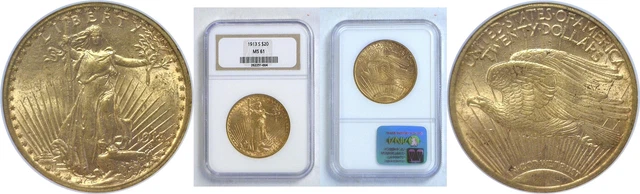 1913-S $20 Gold Coin NGC MS-61