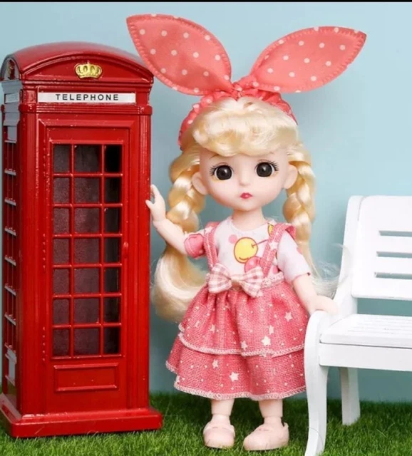 New 13 Movable Jointed Princess Dolls with clothes, Mini 16cm 1/12 BJD 3D eyes