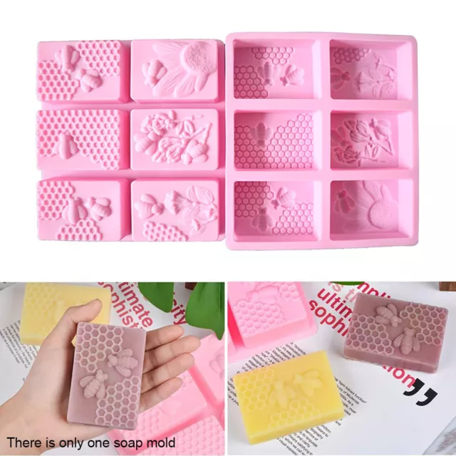 Rectangle Baking Bee Honeycomb Soap Mold 3D DIY Silicone Candle Cake Making