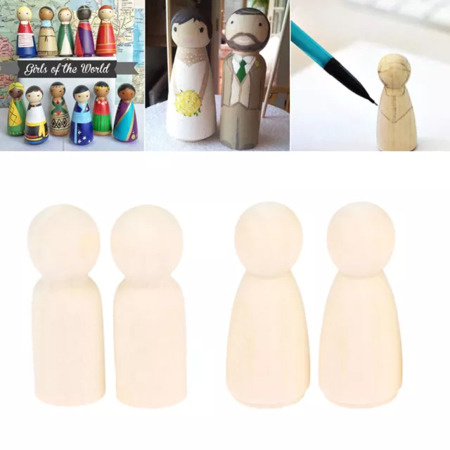 5/10pcs 43mm Unpainted Wooden Peg Dolls Figures DIY Toys Wedding Cake Toppers