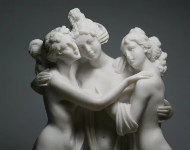 3 Graces Goddesses Canova Nude Female Cast Marble Statue Sculpture Museum 9.84in