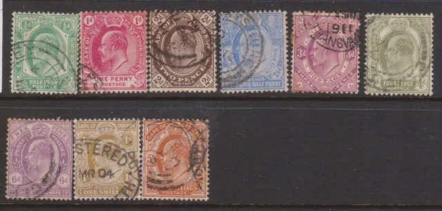 (F166-117) 1902 Cape of Good Hope set of 9stamps EDW VII 1d to 1/- (DQ (JB10)