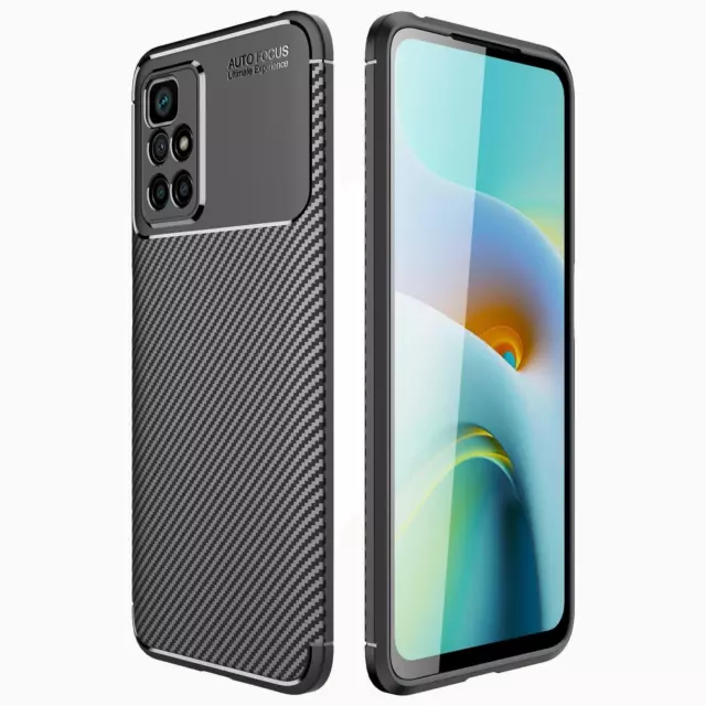 For Xiaomi Redmi 10 (2022) Case, Slim Carbon Fibre Silicone Gel TPU Phone Cover