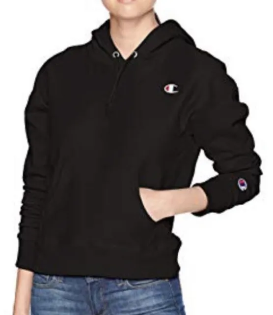 Champion Black C Logo Pullover Hoodie Sweatshirt Sz M