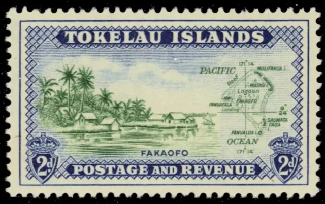 TOKELAU 3 (SG3) - Fakaofo Coastal Scene and Colonial Map (pb38831)