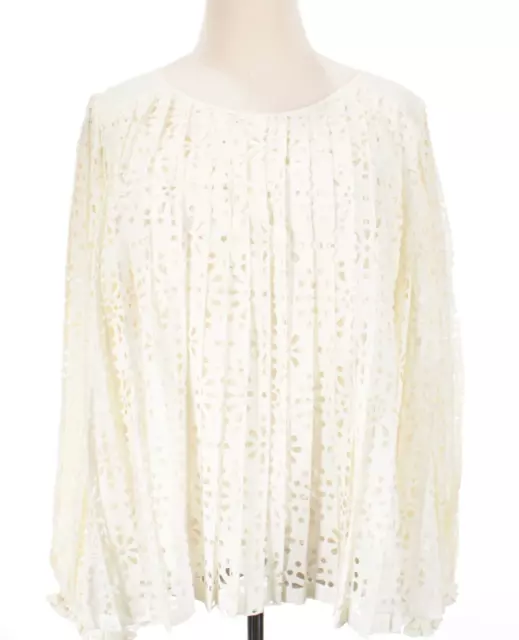 See By Chloe NWT Long Sleeve Eyelet Blouse Size 42 US 10 in Solid Ivory