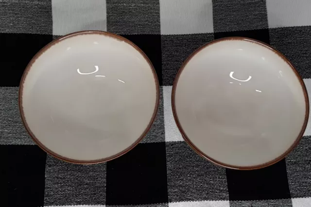Sango Stoneware Tan with White Interior 5.5" Soup Cereal Bowls (Set of 2)