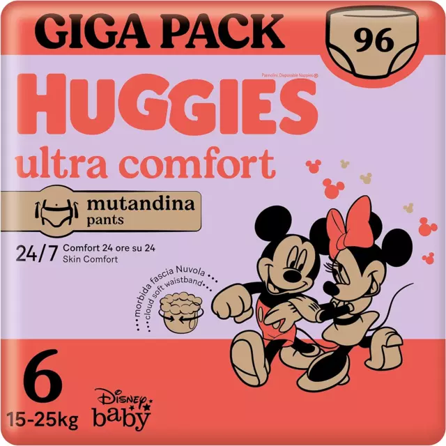 Huggies Ultra Comfort Pannolino Mutandina, Taglia 6 (15-25 Kg), Confezione Da 96