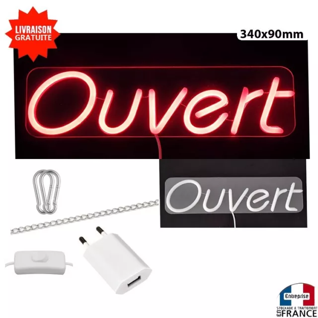 Panneau enseigne lumineuse Neon led  verre acrylique à suspendre Ouvert simple R