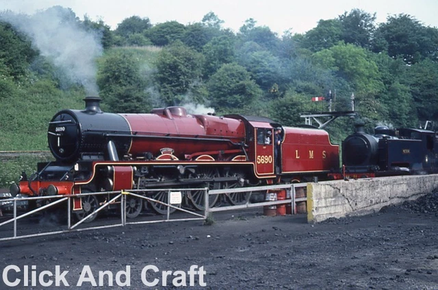 35 mm Slide BR British Railway Dampfzug LMS 5690 Leander & Meteor