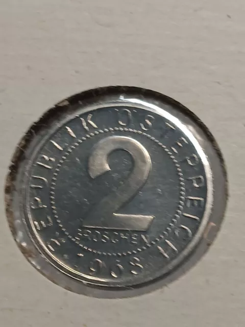 1968 Austria 2 Groschen Coin PROOF   Rare Low Mintage World Coin  N/216