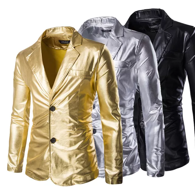 UK Mens Bling Sequins Tuxedo Suit Two Button Party Coat Blazer Gentleman Jacket