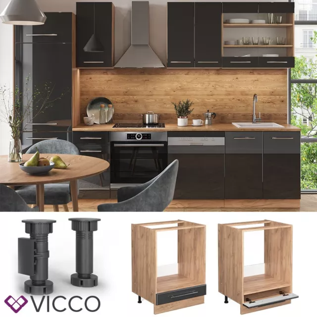 Credenza per fornello da incasso cucina modulare Fame-Line 60 cm antracite Vicco