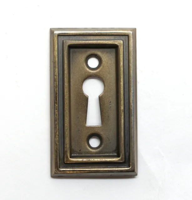 Vintage 2.125 in. Art Deco Brass Finish Steel Keyhole Cover Plate