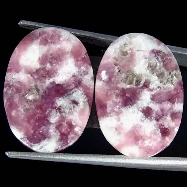 22.20Cts Natural Pair Lepidolite Loose Oval Cabochon Gemstones