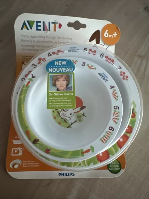 Philips Avent Toddler Bowl Set Bunny carrot numbers BPA Free HTF Discontinued