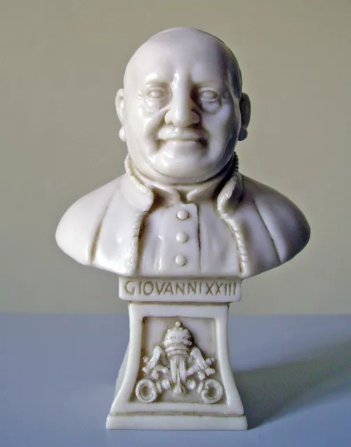 STATUA BUSTO PAPA GIOVANNI XXIII in polvere di alabastro (Marmo) 11 cm