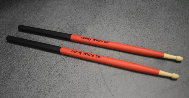 Orginal Lenny White 5B Red/Black Woodtip Drumsticks  #T7
