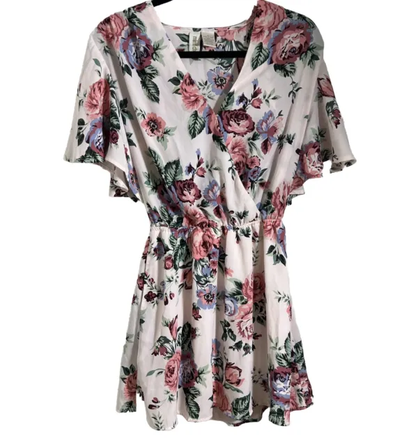 Mimi Chica Floral Mini Dress with Flutter Sleeves Size Small