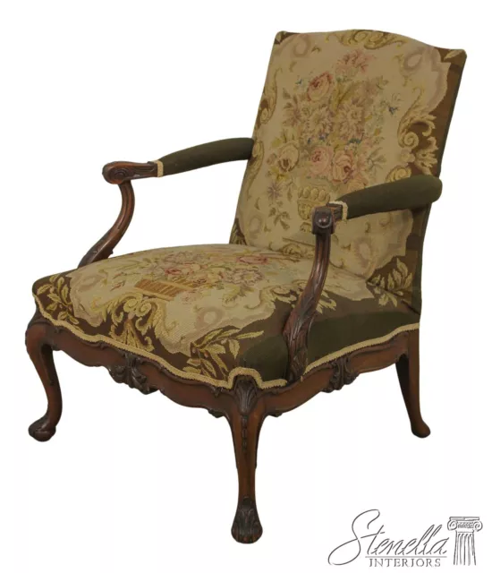 57441EC: Vintage Georgian Style Needlepoint Open Armchair