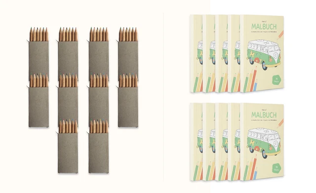 PROJECTS 10er Set Malbücher für Kinder inkl. 10 x 6er Set  Buntstifte Mitgebsel