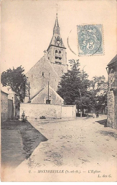 91 - MONNERVILLE - SAN49525 - L'Eglise - En l'état - Décollée