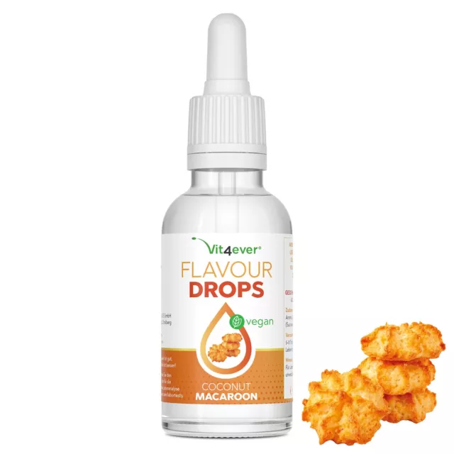 Flavour Drops - 50 ml / 100% vegan o. Kalorien - Aroma-Tropfen Coconut Macaroon