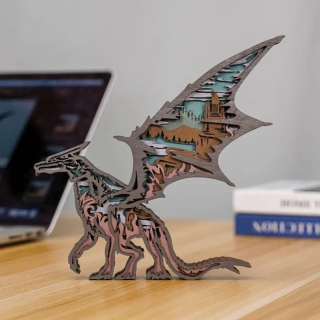Boxwood Handmade Home Decor 8.7*7.9 Inch 3D Dinosaur Crafts Ornaments  Bedroom