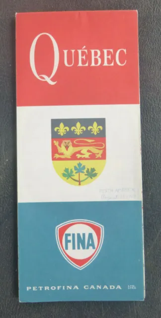1969 Quebec road map Fina oil gas  Petrofina Canada