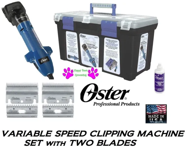 OSTER CLIPMASTER VARIABLE SPEED CLIPPING MACHINE SET-2 BLADES,CASE-Sheep,Cattle