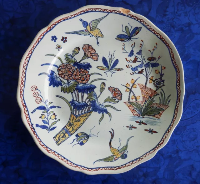 Ancien PLAT ou grande ASSIETTE - Epoque 18ème - Faience ROUEN - Décor japonisant