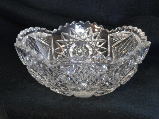 American Brilliant Cut Glass ABP Signed Clark Bowl