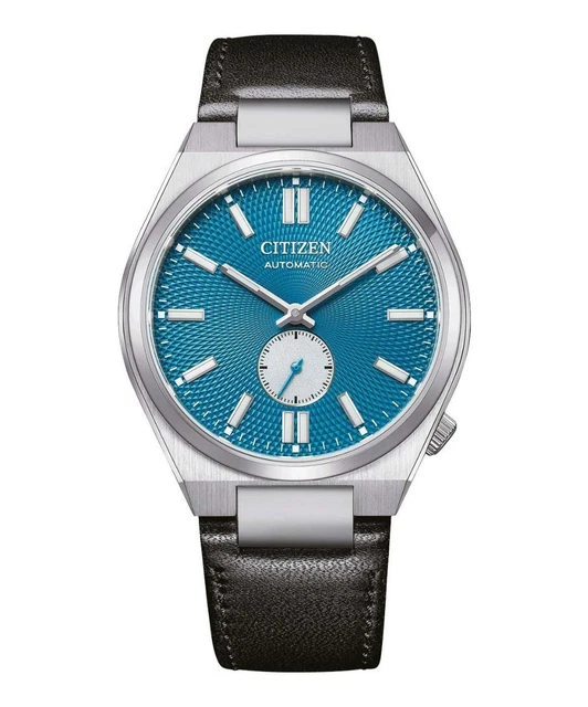 Montre Automatique Seestern S382 Pour Homme - Cadran Bleu, Boîtier Acier 38mm, Bracelet Cuir