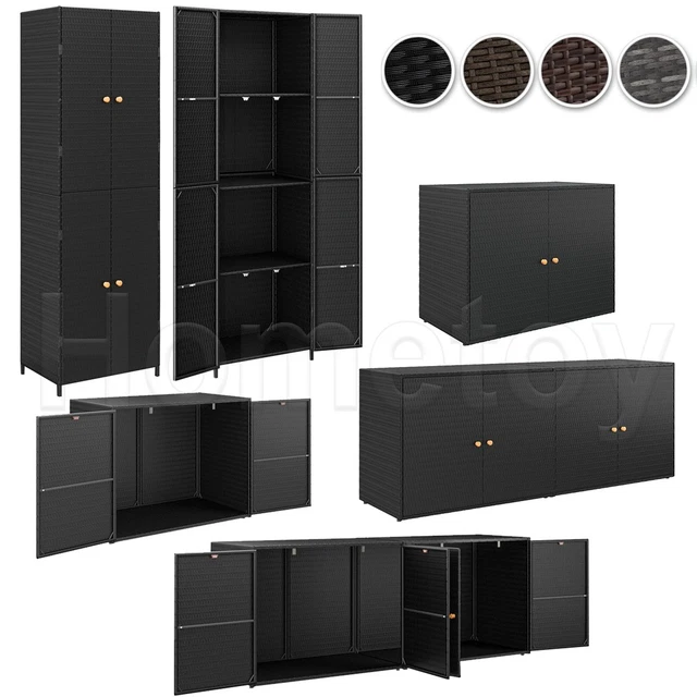 GARTENSCHRANK POLY RATTAN Haushaltsschrank Geräteschrank Terrasse ...